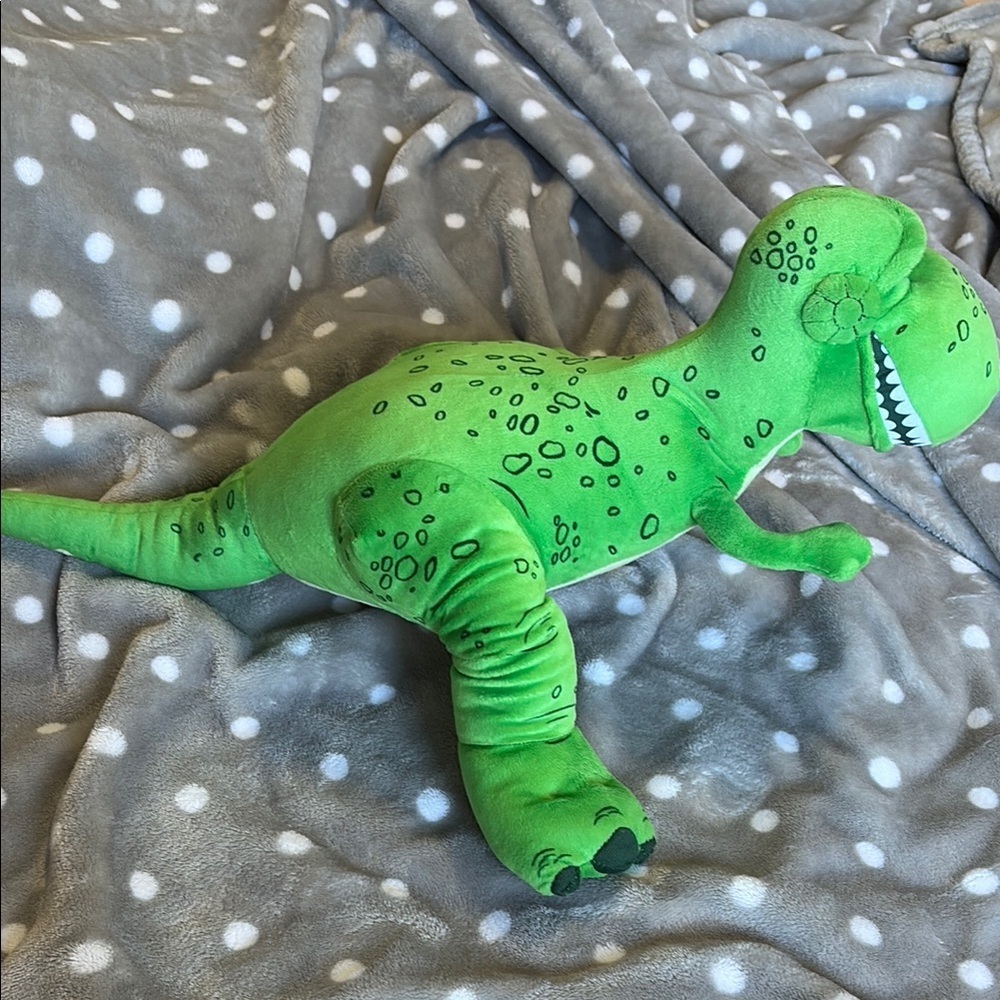 Disney Green Stuffed Dinosaur Toy with Textured Surface and Dynamic Pose